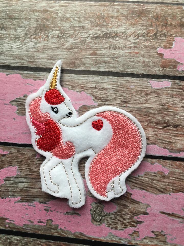 Valentine Unicorn Felties - 3 sizes- Digital Embroidery Design