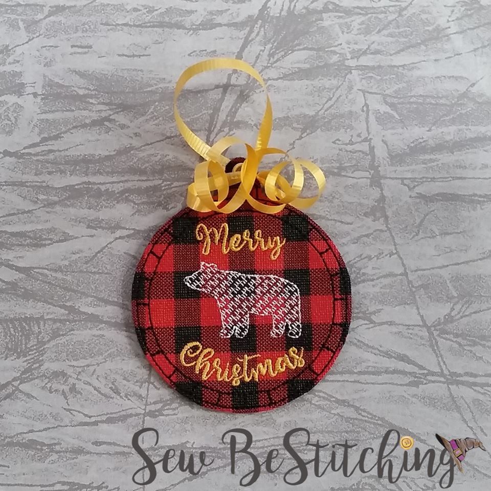 Rustic Bear Holiday Ornaments - Embroidery Design - DIGITAL Embroidery DESIGN