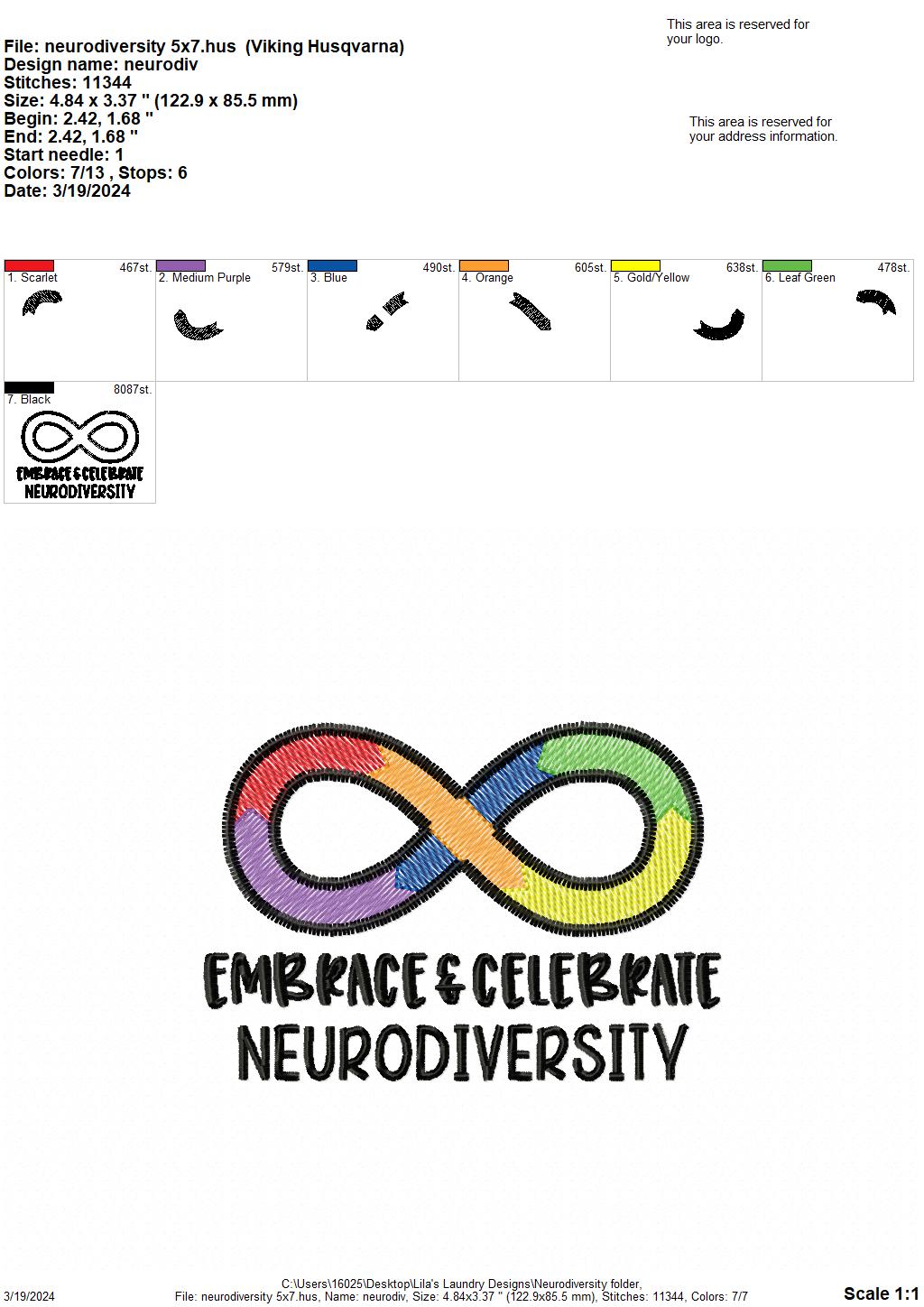 Neurodiversity - 4 Sizes - Digital Embroidery Design