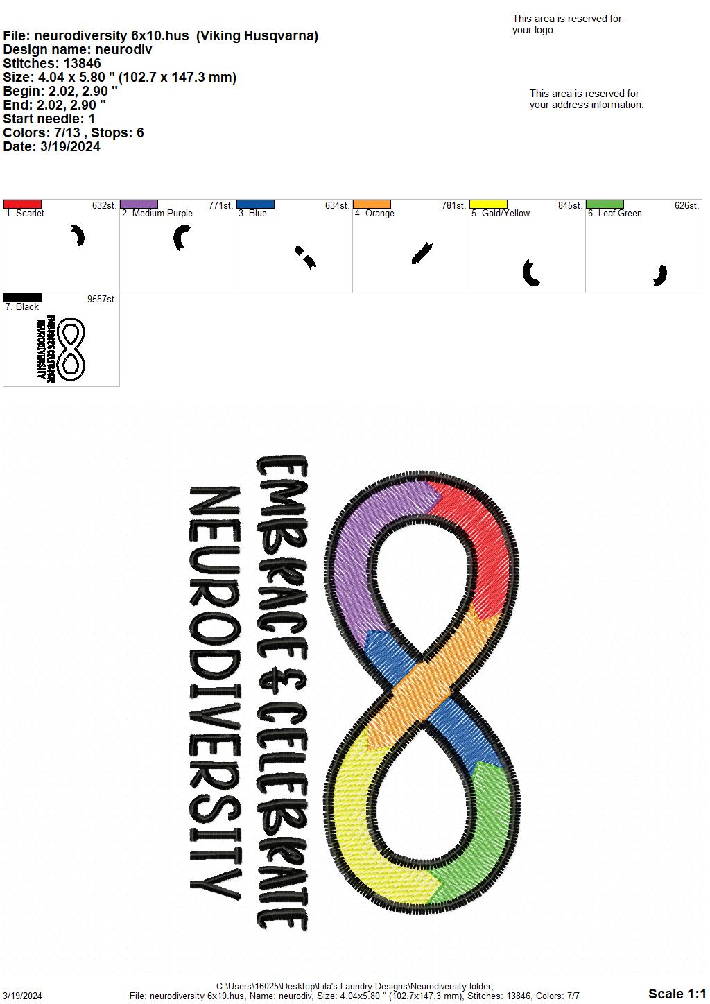 Neurodiversity - 4 Sizes - Digital Embroidery Design