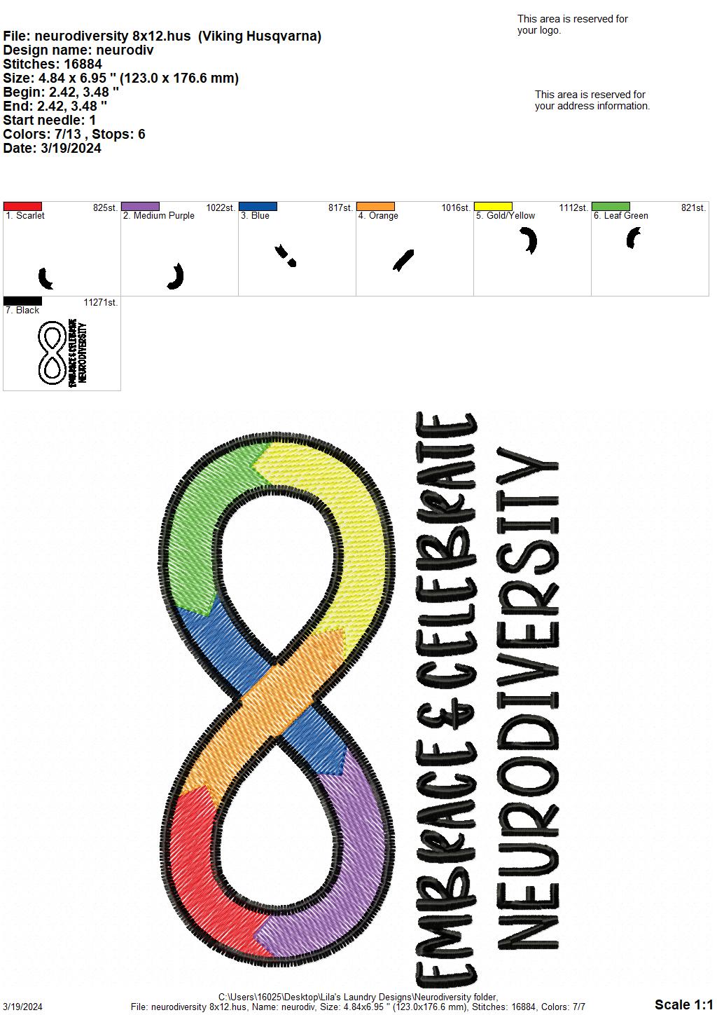 Neurodiversity - 4 Sizes - Digital Embroidery Design