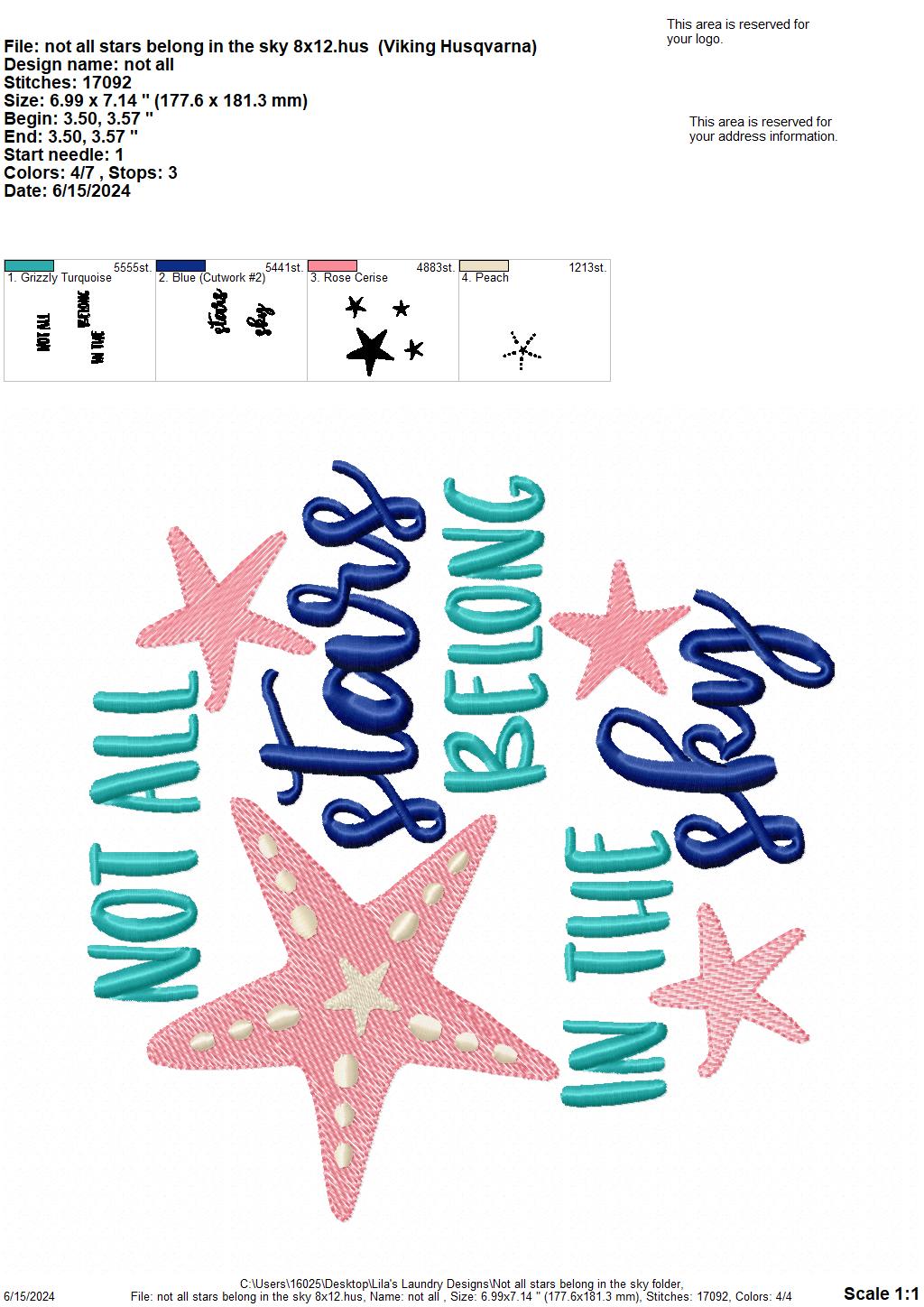 Not All Stars Belong in the Sky - 4 Sizes - Digital Embroidery Design