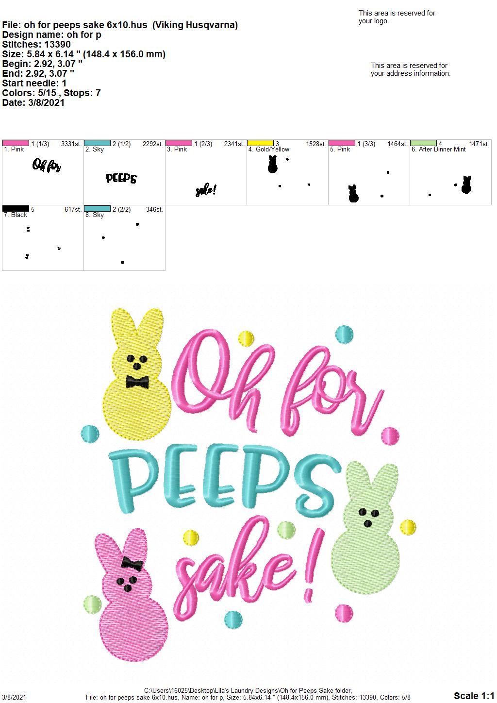 Oh for Peeps Sake - 4 sizes- Digital Embroidery Design