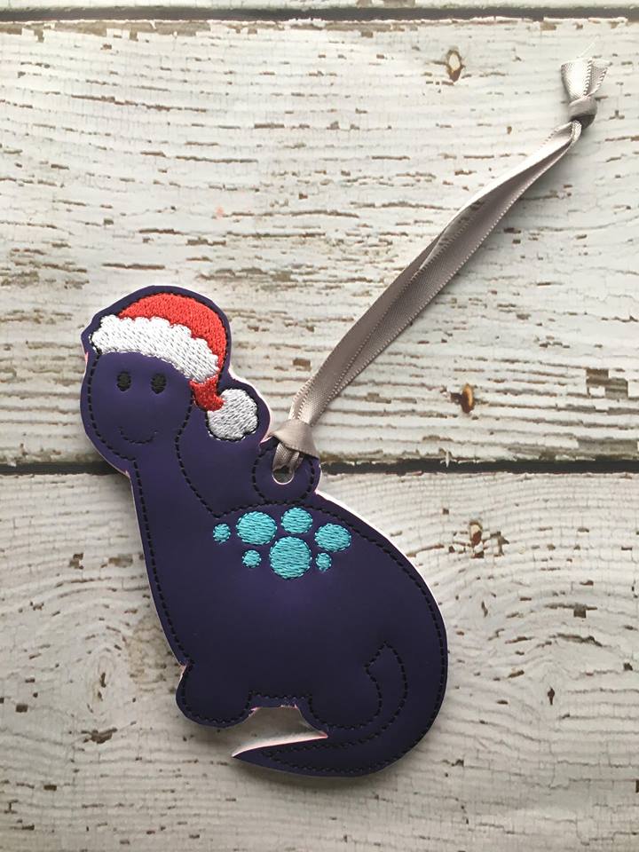 Santa Dinosaur Ornament - Embroidery Design - DIGITAL Embroidery DESIGN