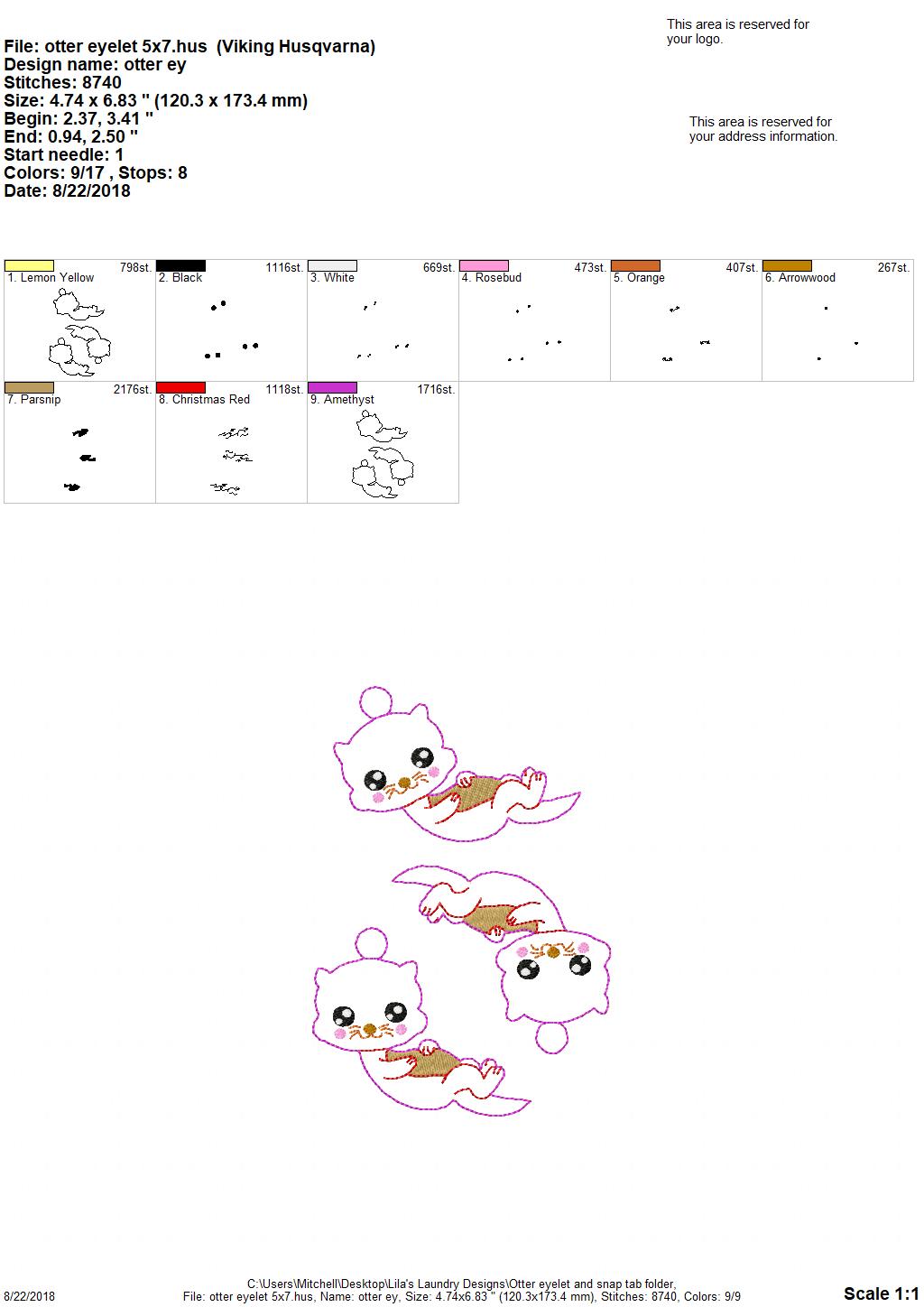 Otter Fobs - Embroidery Design - DIGITAL Embroidery DESIGN