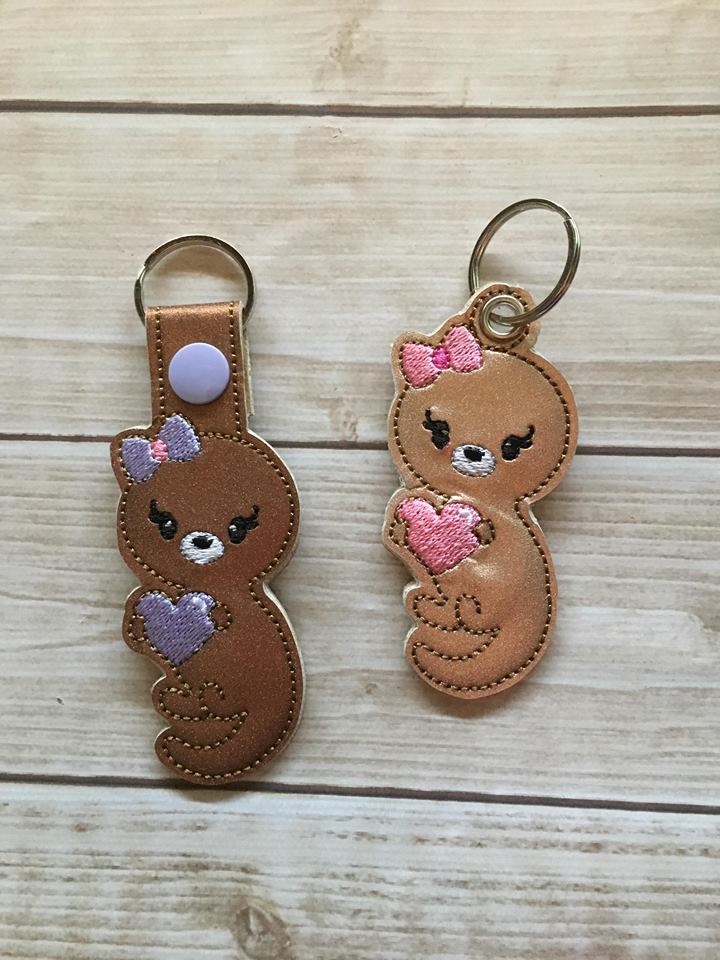 Valentine Girl Otter Fobs - Embroidery Design - DIGITAL Embroidery DESIGN