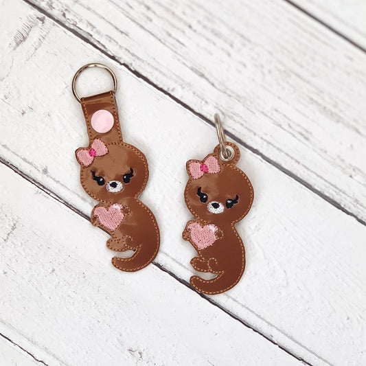 Valentine Girl Otter Fobs - Embroidery Design - DIGITAL Embroidery DESIGN