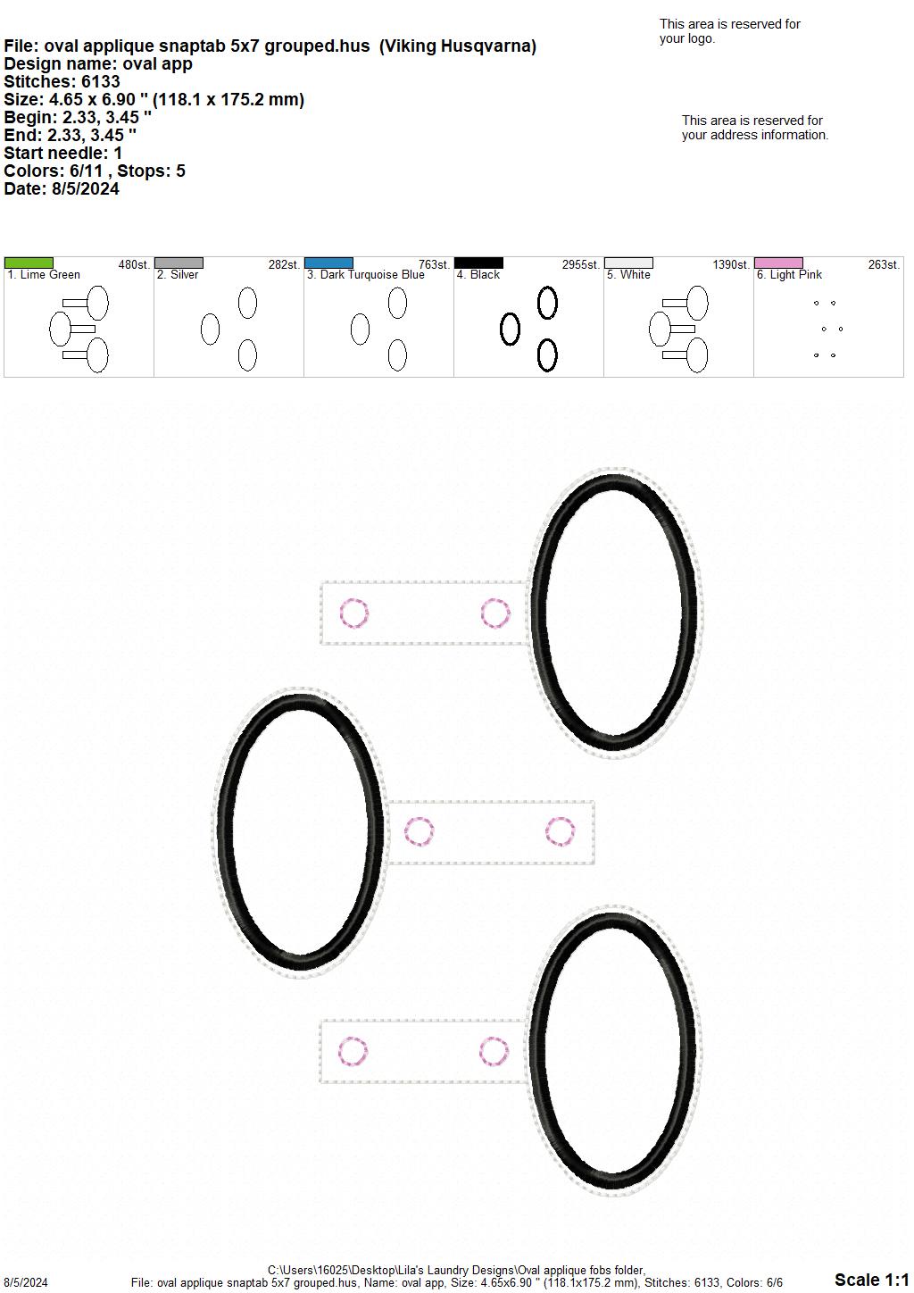 Oval Applique Fobs - Digital Embroidery Design