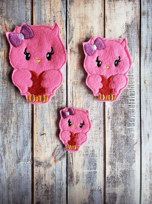 Valentine Owl Felties - 3 sizes- Digital Embroidery Design