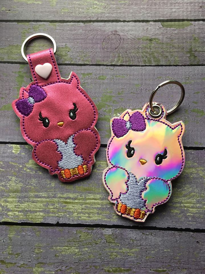 Valentine Girl Owl Fobs - Embroidery Design - DIGITAL Embroidery DESIGN