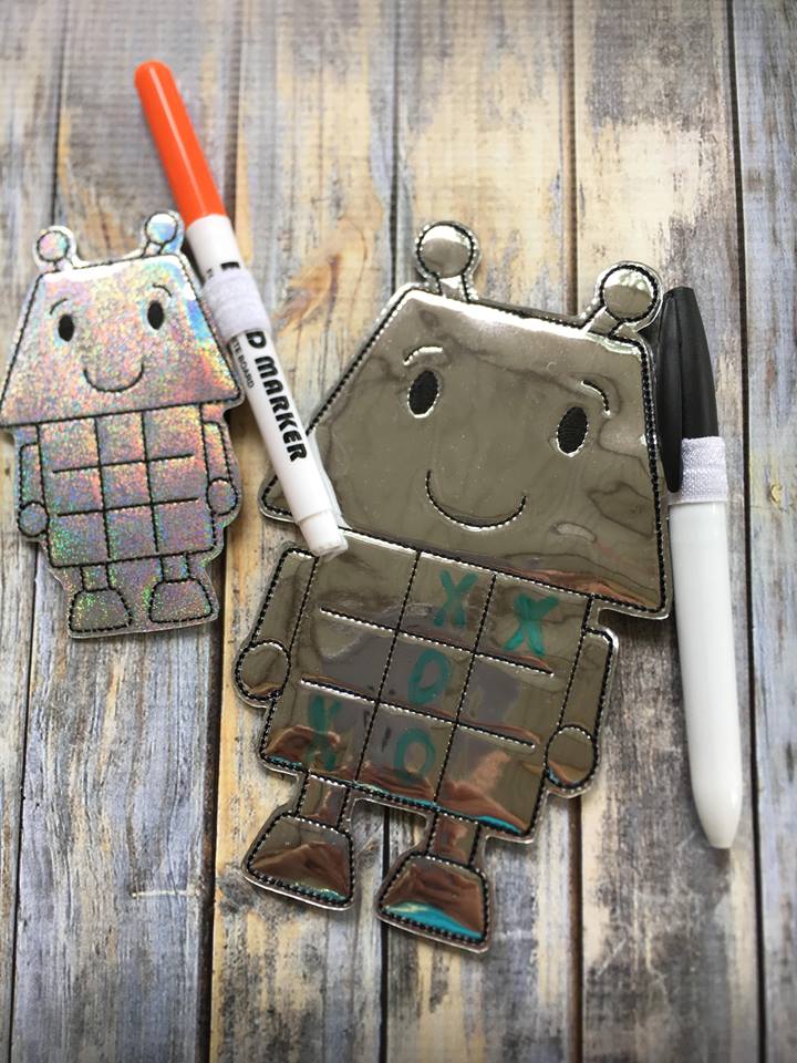 Robot Tic Tac Toe Board - Embroidery Design - DIGITAL Embroidery DESIGN