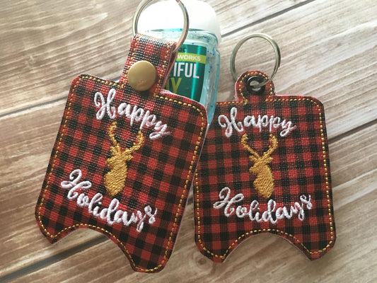 Rustic Deer Happy Holidays Sanitizer Holders - Embroidery Design - DIGITAL Embroidery DESIGN