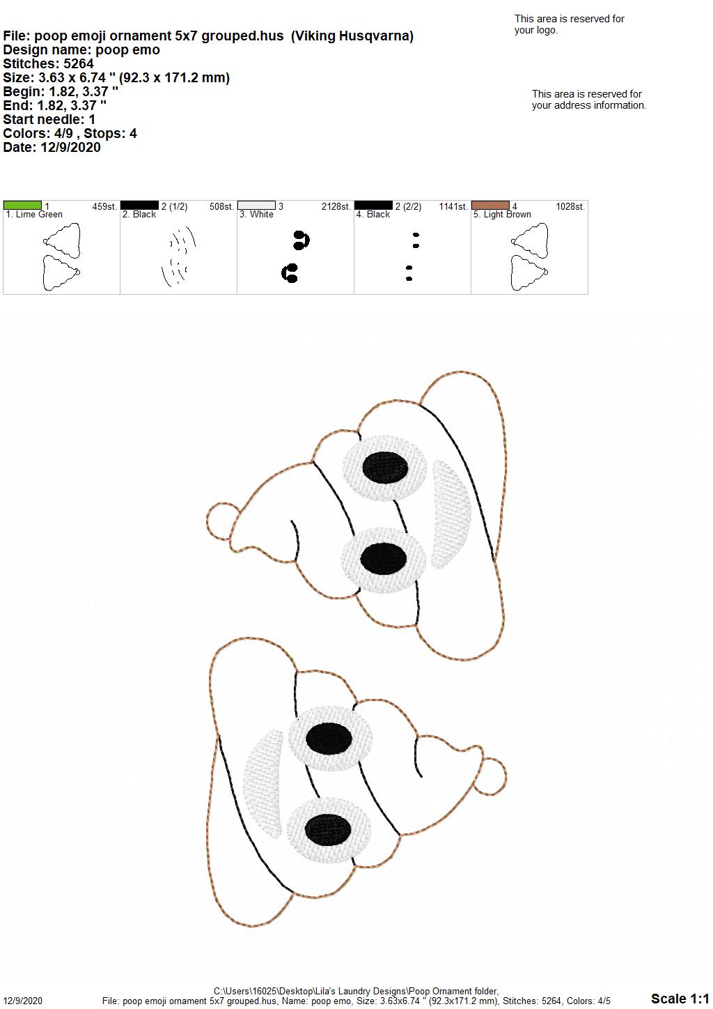 Poop Ornament - Digital Embroidery Design