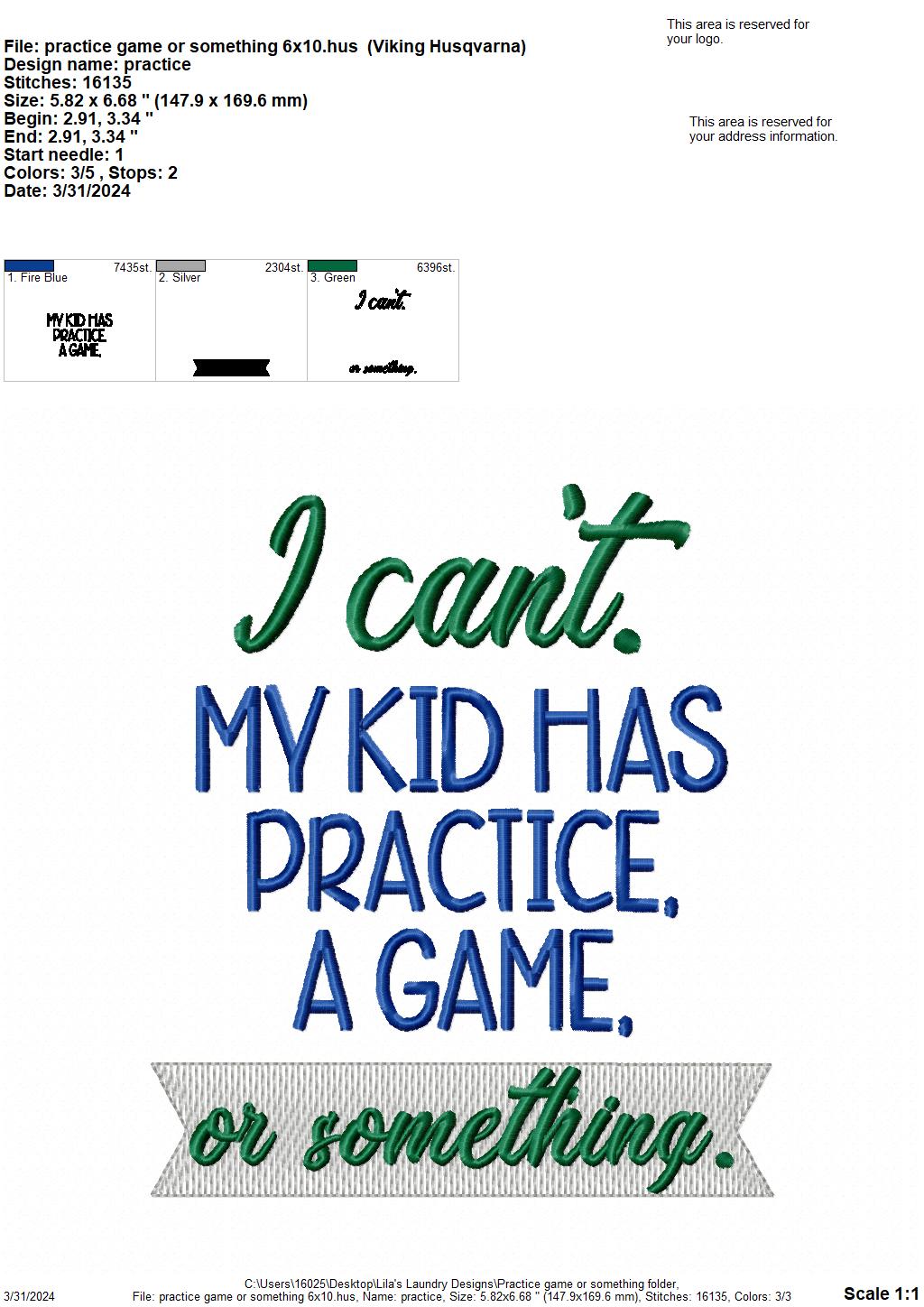 Practice Game or Someting - 4 Sizes - Digital Embroidery Design