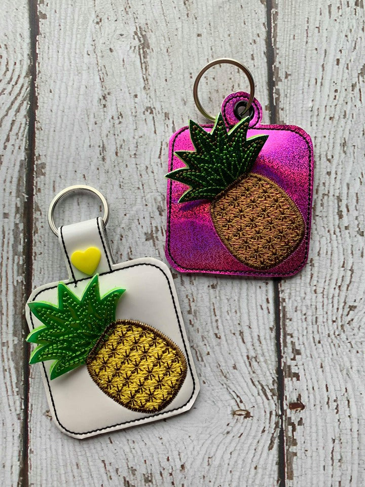 3D Pineapple Fobs- 4x4 and 5x7 grouped- DIGITAL Embroidery DESIGN
