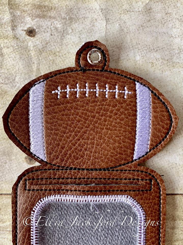 Football Vertical ID Holder 5x7 only - Digital Embroidery Design