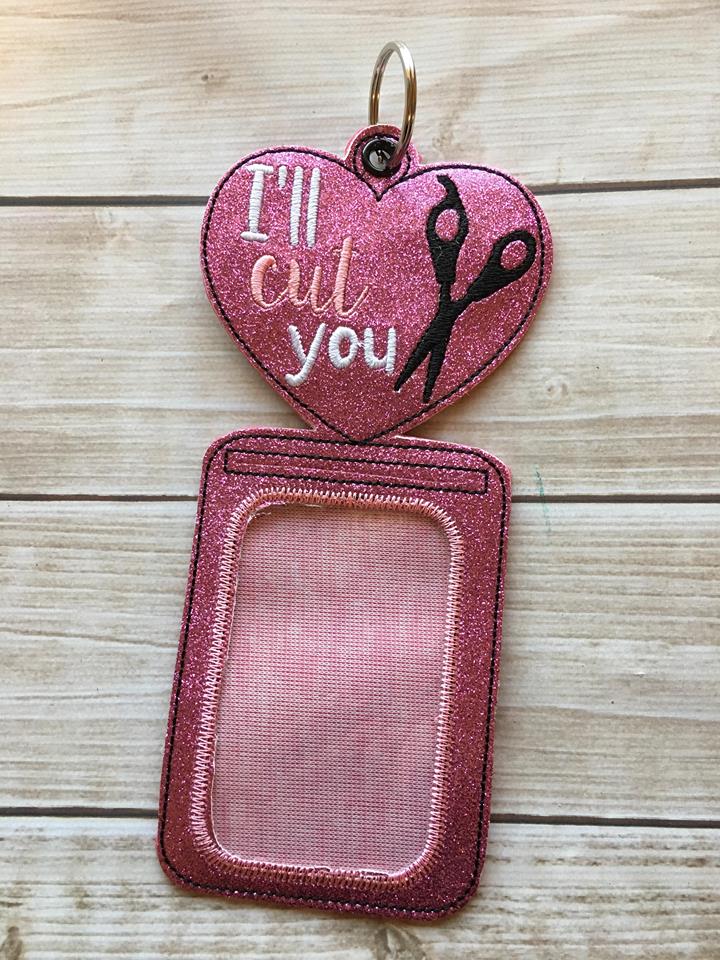 Hair Stylist- I'll Cut You- Vertical ID Holder 5x7 only - Digital Embroidery Design