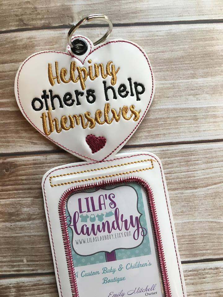 Helping Others Help Themselves Vertical ID Holder - Digital Embroidery Design