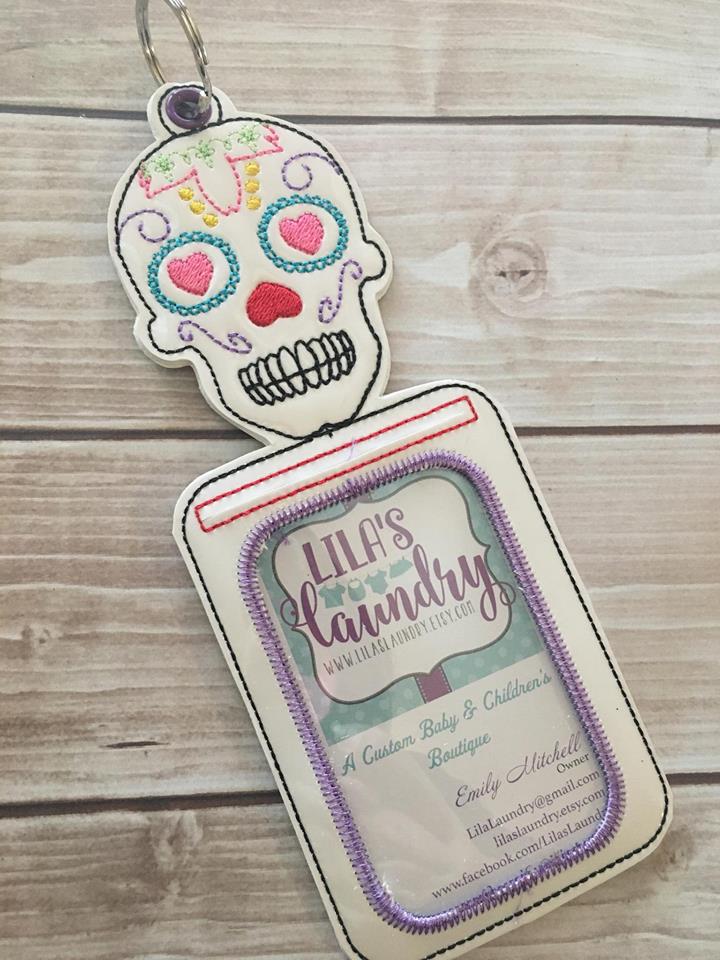 Sugar Skull ID Holder - 5 x 7 - Embroidery Design - DIGITAL Embroidery design