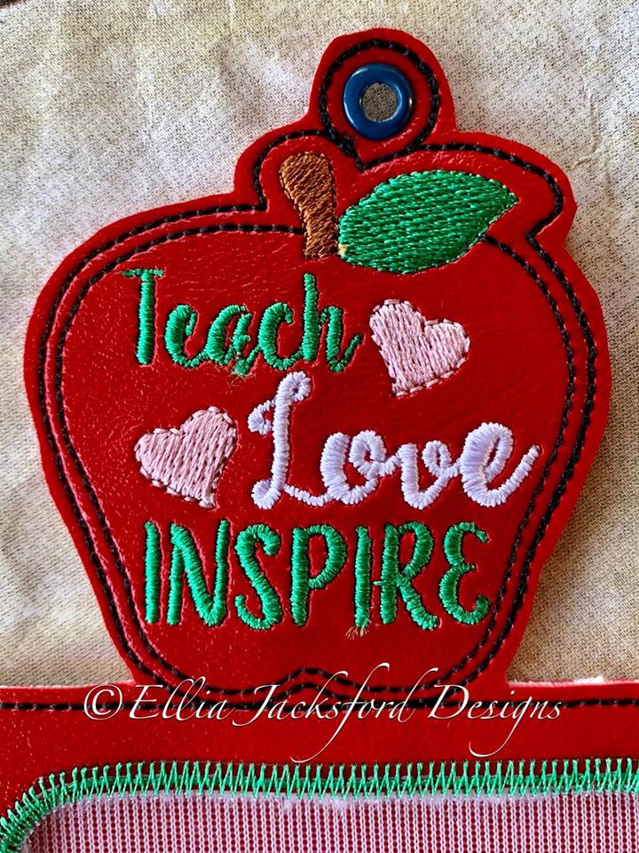 Teach Love Inspire horizontal ID holder - Embroidery Design - DIGITAL Embroidery design
