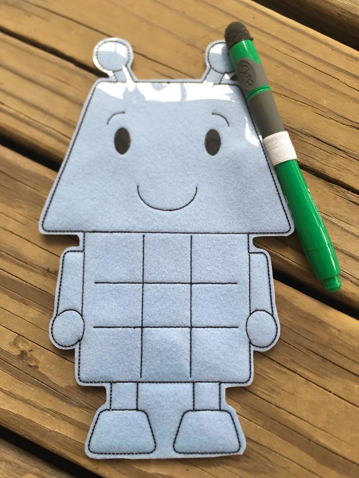 Robot Tic Tac Toe Board - Embroidery Design - DIGITAL Embroidery DESIGN