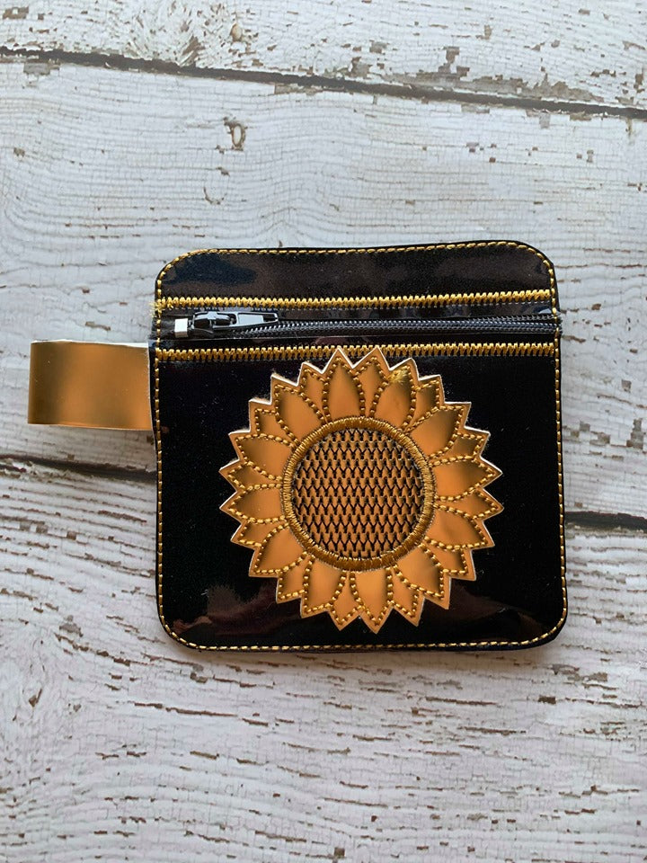 3D Sunflower Zipper Bag 4x4 - Digital Embroidery Design