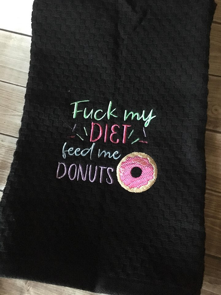 Mature Diet Feed Me Donuts - Embroidery Design - DIGITAL Embroidery DESIGN