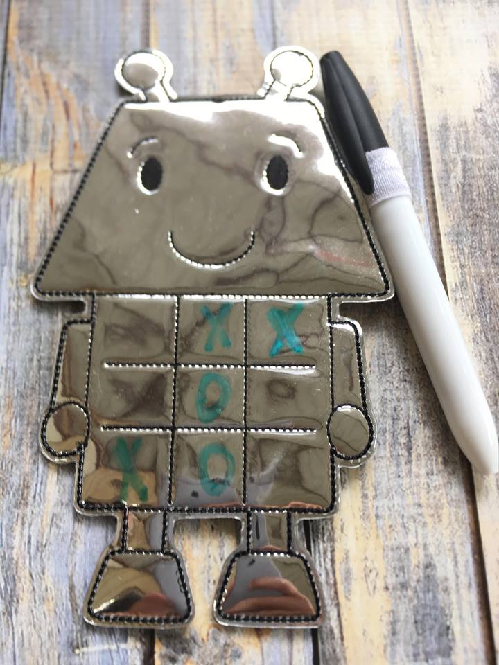 Robot Tic Tac Toe Board - Embroidery Design - DIGITAL Embroidery DESIGN