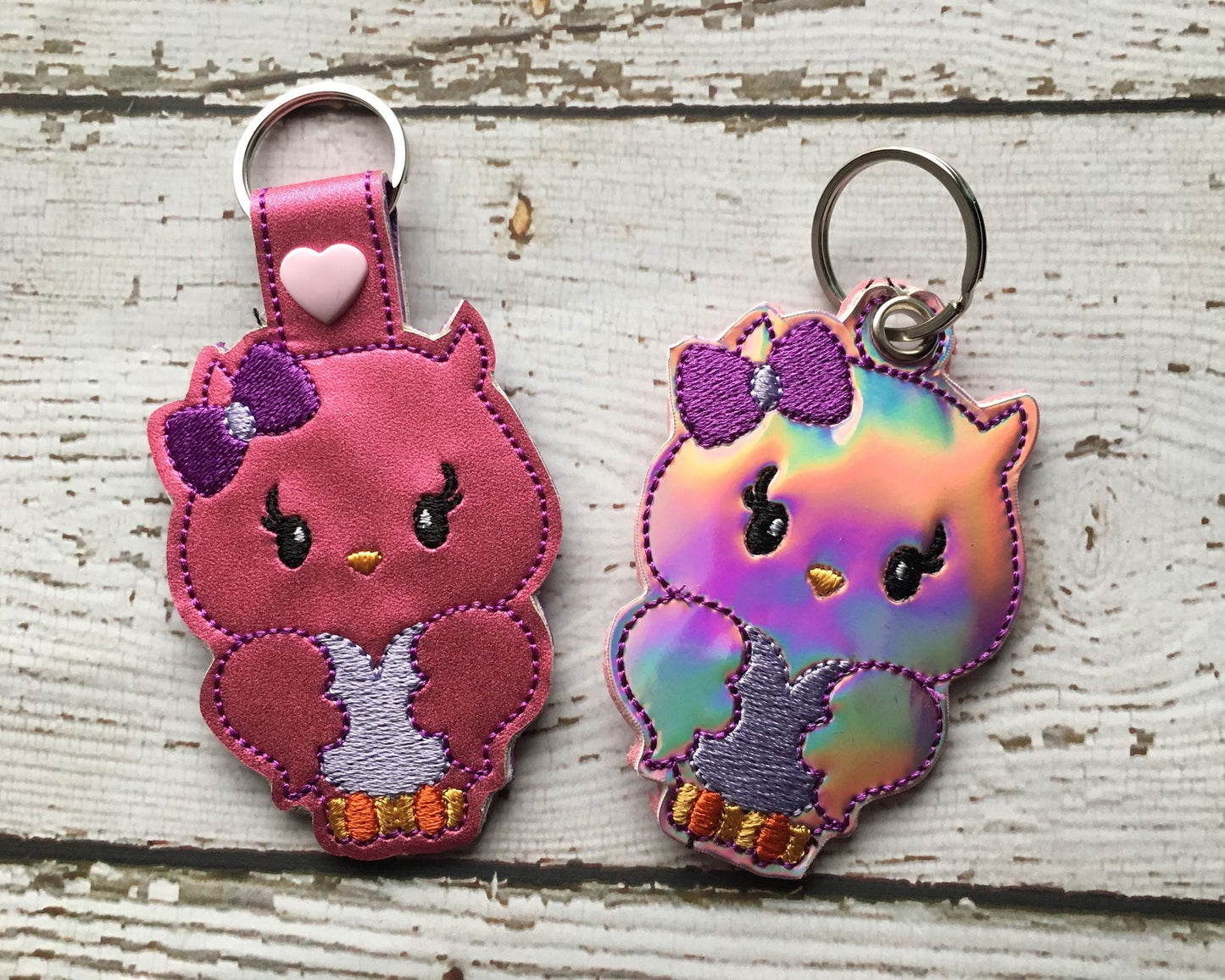 Valentine Girl Owl Fobs - Embroidery Design - DIGITAL Embroidery DESIGN