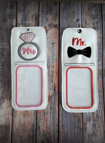 Mr. and Mrs. ID holders set - 5 x 7 - Embroidery Design - DIGITAL Embroidery design