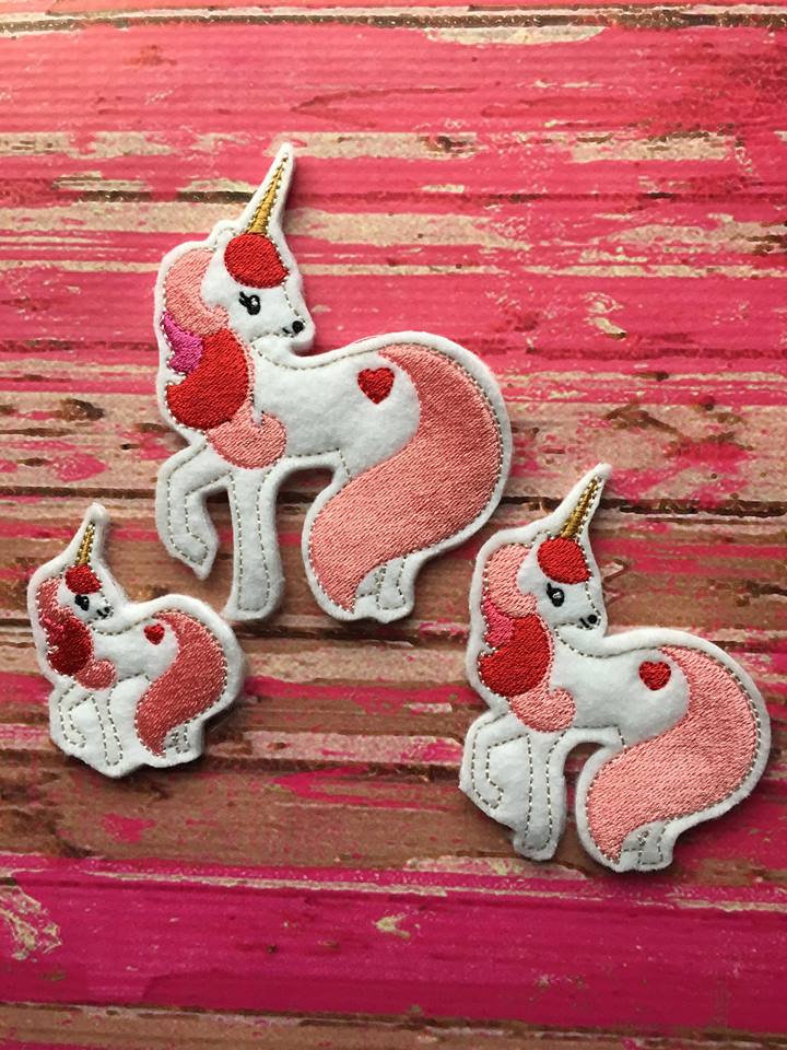 Valentine Unicorn Felties - 3 sizes- Digital Embroidery Design