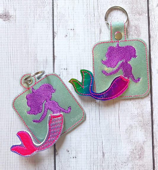 3D Mermaid Fobs- 4x4 and 5x7 grouped- Embroidery Design - DIGITAL Embroidery DESIGN