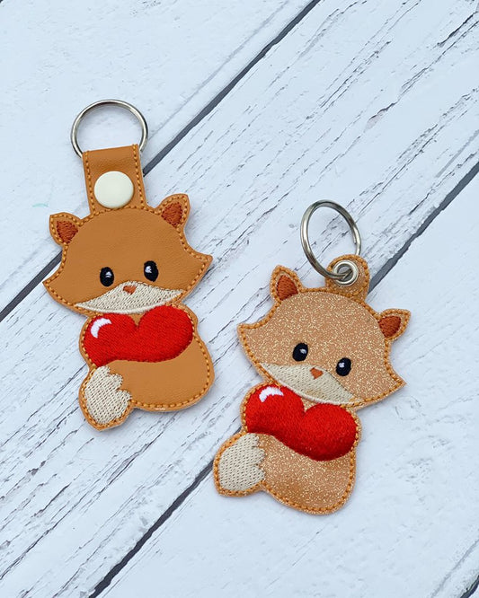 Valentine Boy Fox Fobs - Embroidery Design - DIGITAL Embroidery DESIGN