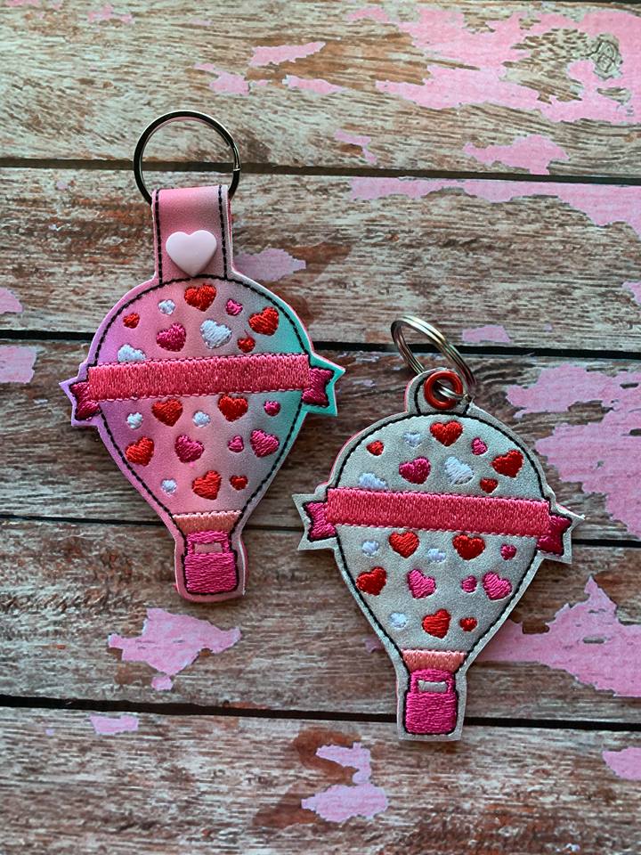 Valentine Hot Air Balloon Fobs - Embroidery Design - DIGITAL Embroidery DESIGN