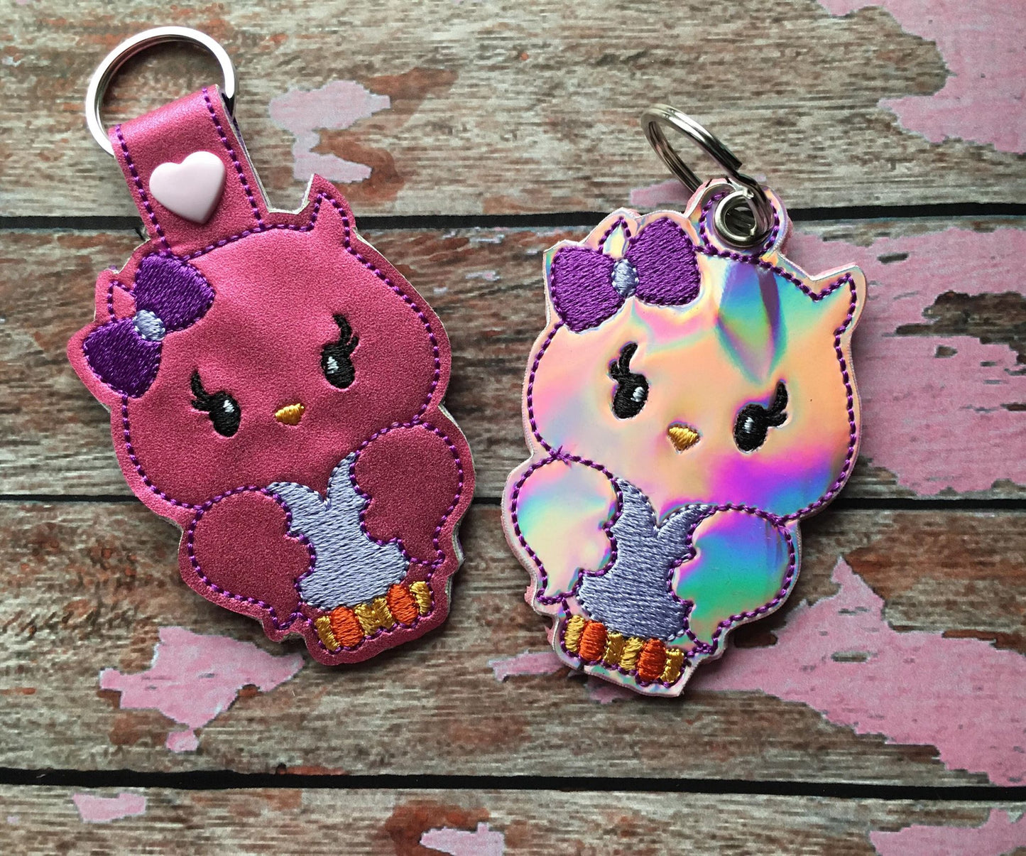 Valentine Girl Owl Fobs - Embroidery Design - DIGITAL Embroidery DESIGN