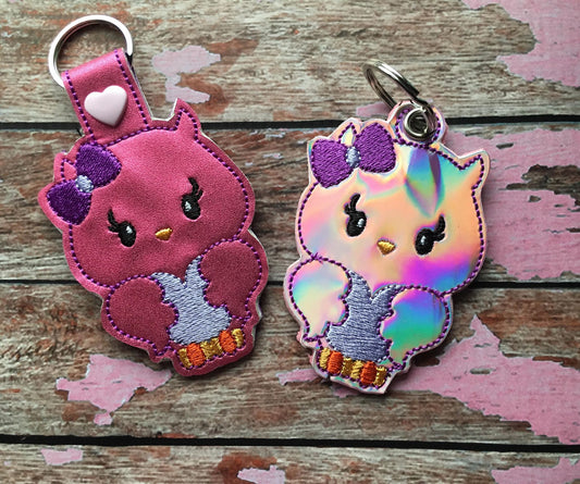Valentine Girl Owl Fobs - Embroidery Design - DIGITAL Embroidery DESIGN