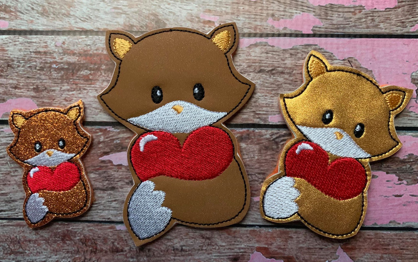 Valentine Boy Fox Felties - 3 sizes- Digital Embroidery Design