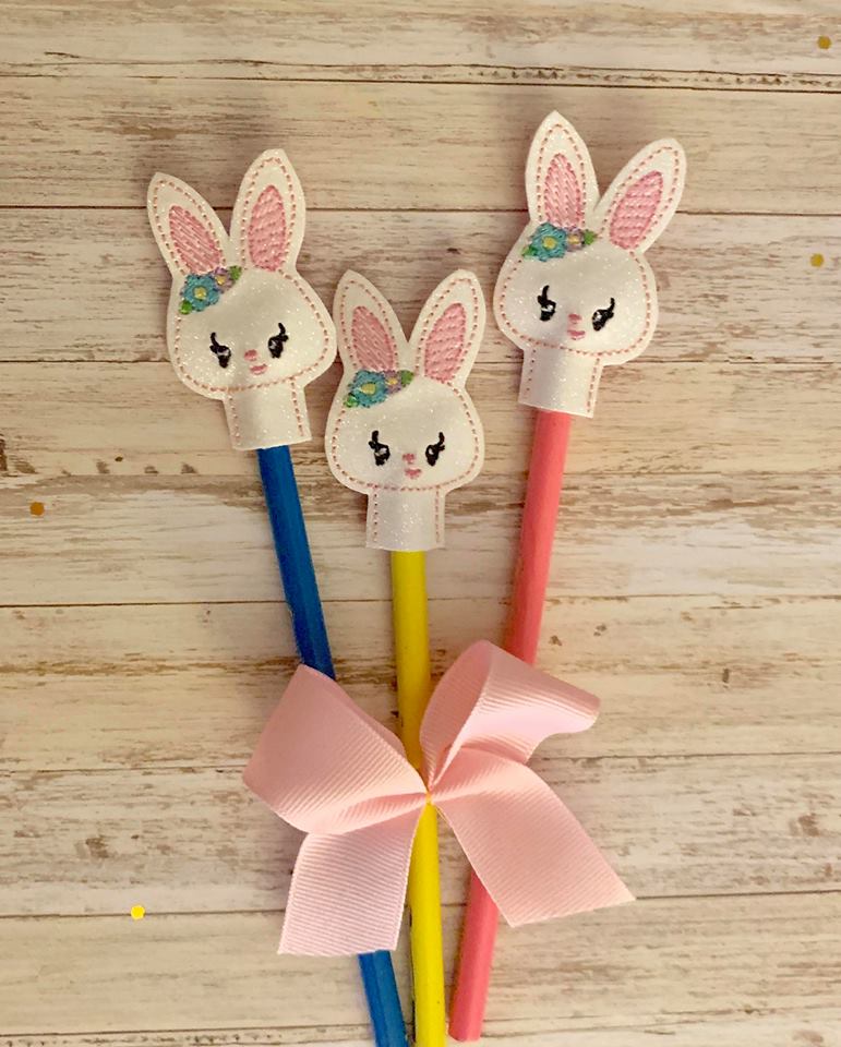 Bunny Girl Pencil Topper - Embroidery Design - DIGITAL Embroidery DESIGN