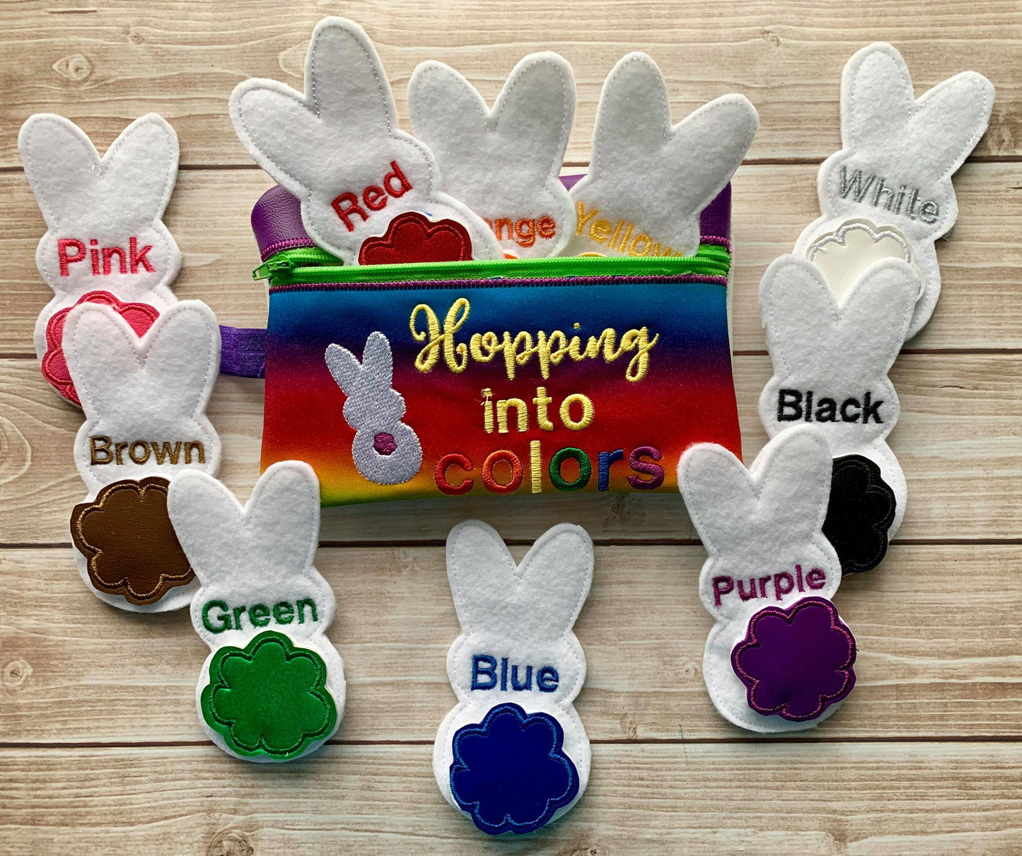 Bunny Color Matching Set with zipper bag - Digital Embroidery Design
