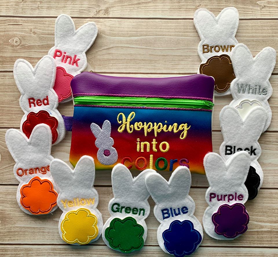 Bunny Color Matching Set with zipper bag - Digital Embroidery Design