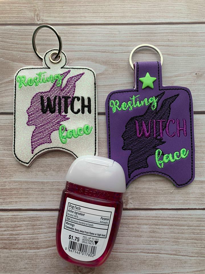 Resting Witch Face Sanitizer Holders - Embroidery Design - DIGITAL Embroidery DESIGN