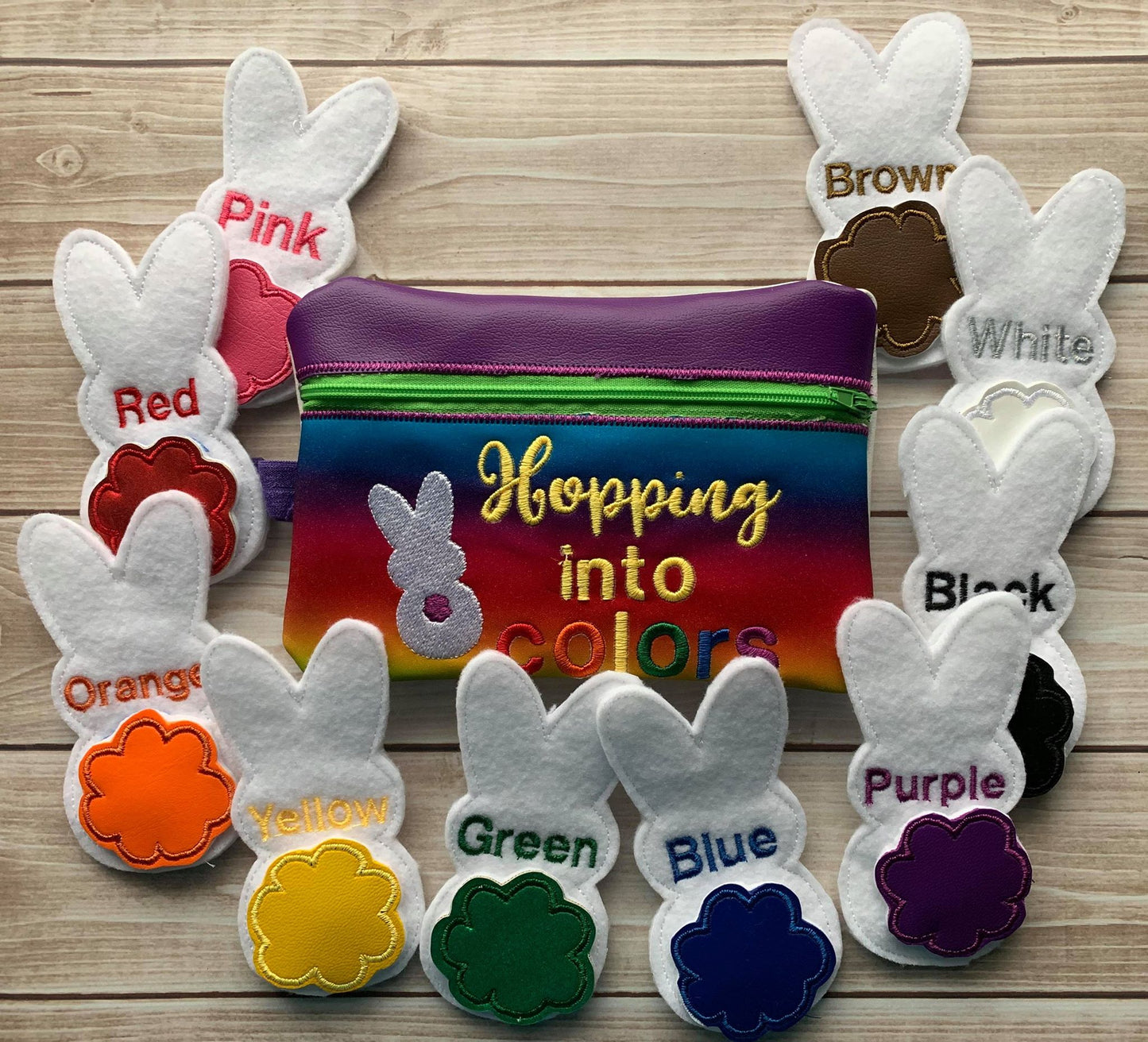 Bunny Color Matching Set with zipper bag - Digital Embroidery Design