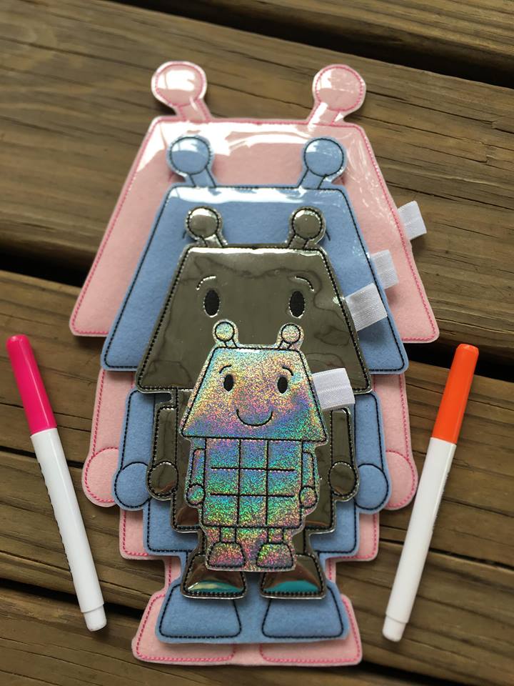 Robot Tic Tac Toe Board - Embroidery Design - DIGITAL Embroidery DESIGN