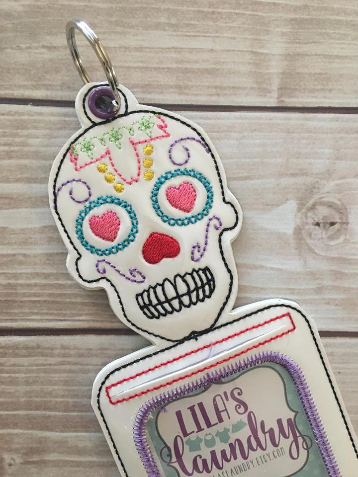 Sugar Skull ID Holder - 5 x 7 - Embroidery Design - DIGITAL Embroidery design