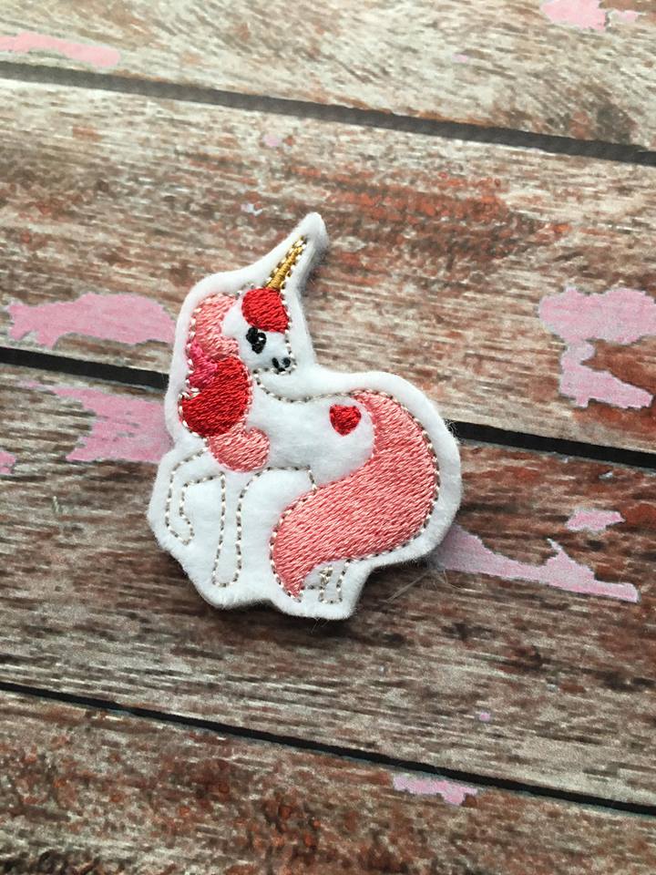 Valentine Unicorn Felties - 3 sizes- Digital Embroidery Design