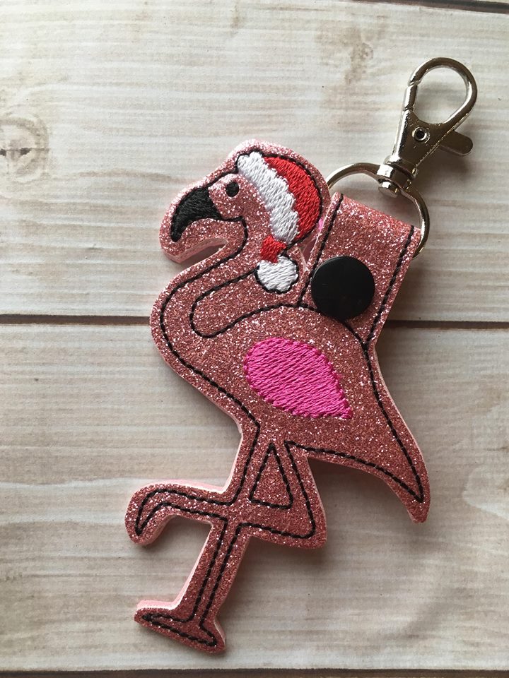 Santa Flamingo Fobs - Embroidery Design - DIGITAL Embroidery DESIGN