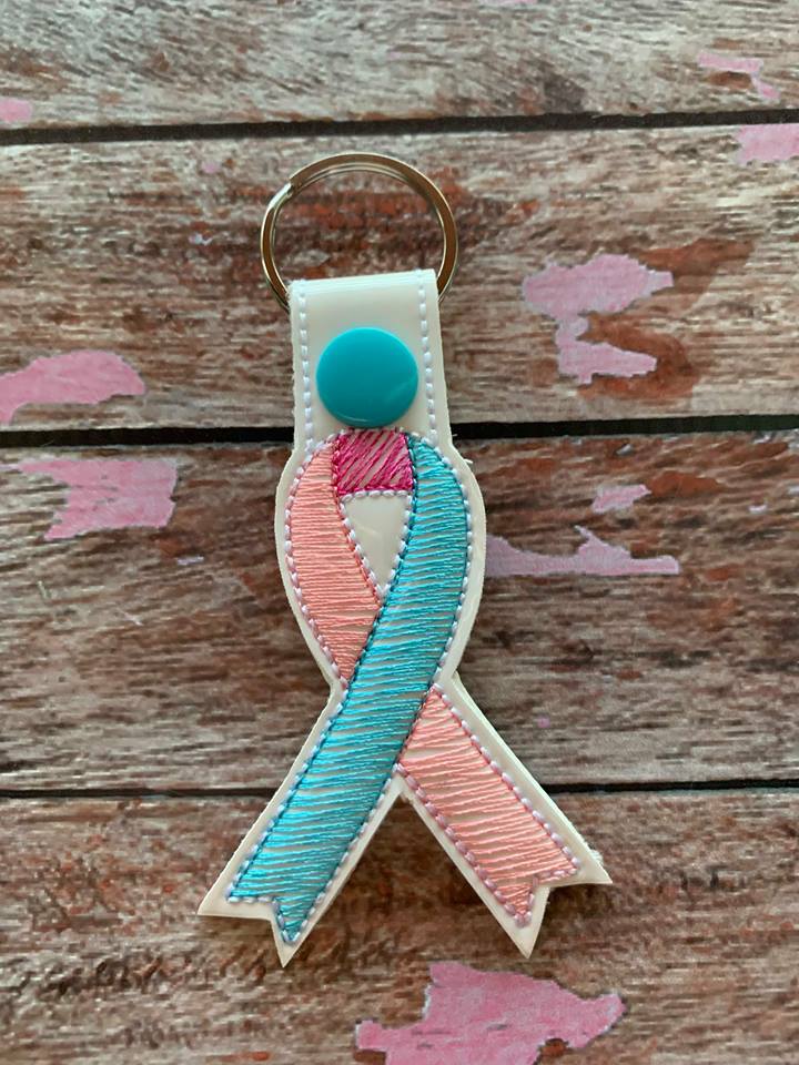 Dual Awareness Ribbon Fobs - Embroidery Design - DIGITAL Embroidery DESIGN