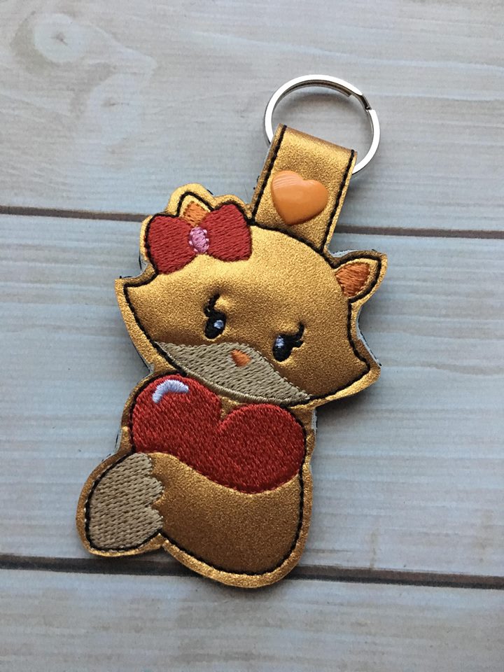 Valentine Girl Fox Fobs - Embroidery Design - DIGITAL Embroidery DESIGN