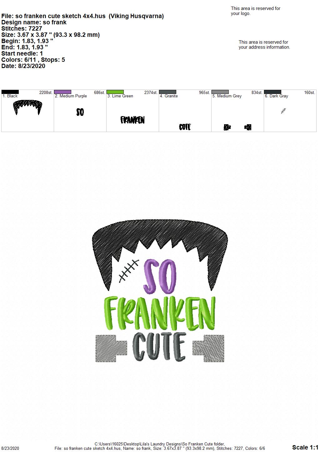 SO Franken Cute - 3 Sizes - Digital Embroidery Design