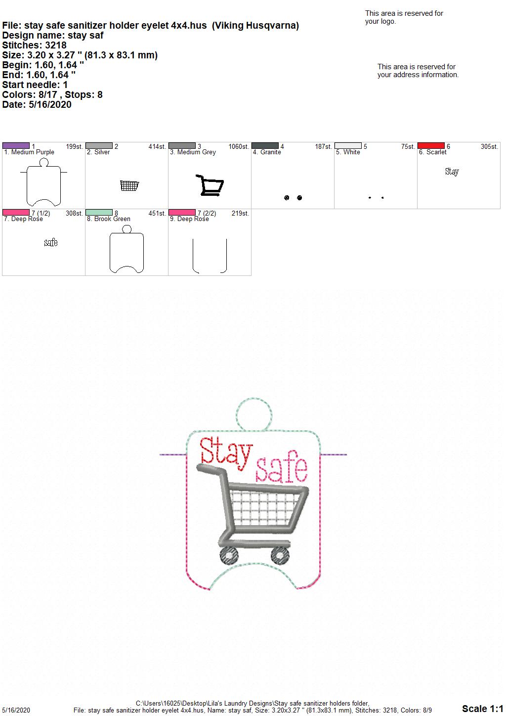 Stay Safe Sanitizer Holders - DIGITAL Embroidery DESIGN